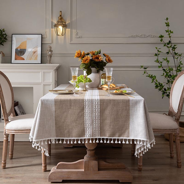 Double Stripe Knitted Jacquard Rectangular Tablecloth