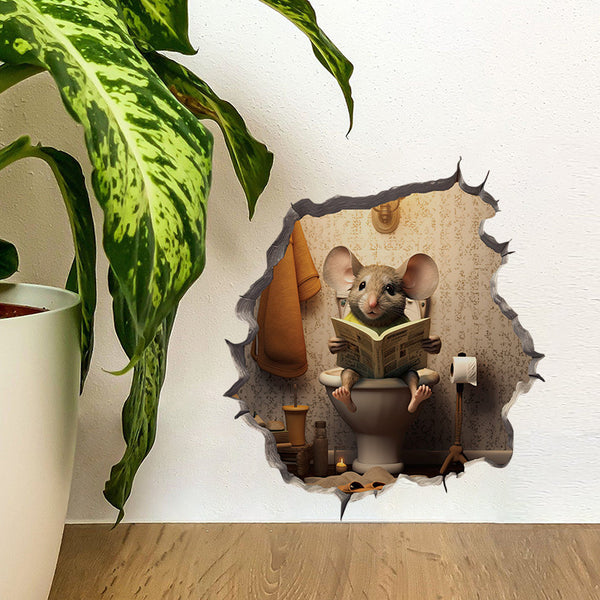 3d Cartoon Mouse Hole Wall Stickers Home