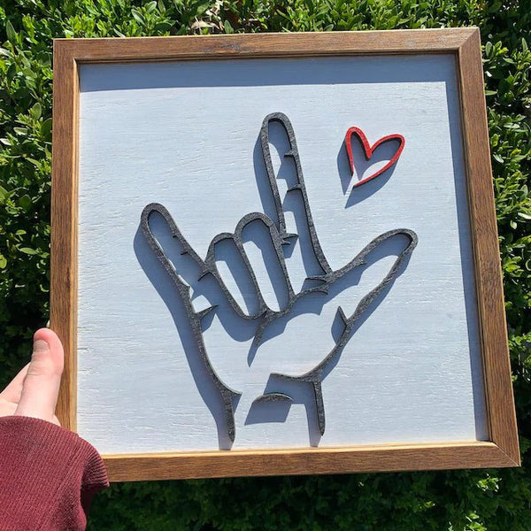 Sign Language I Love You Wooden Photo Frame