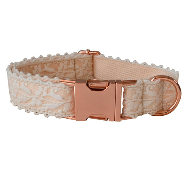 Leaf Lace Pet Collar Bow Metal Buckle