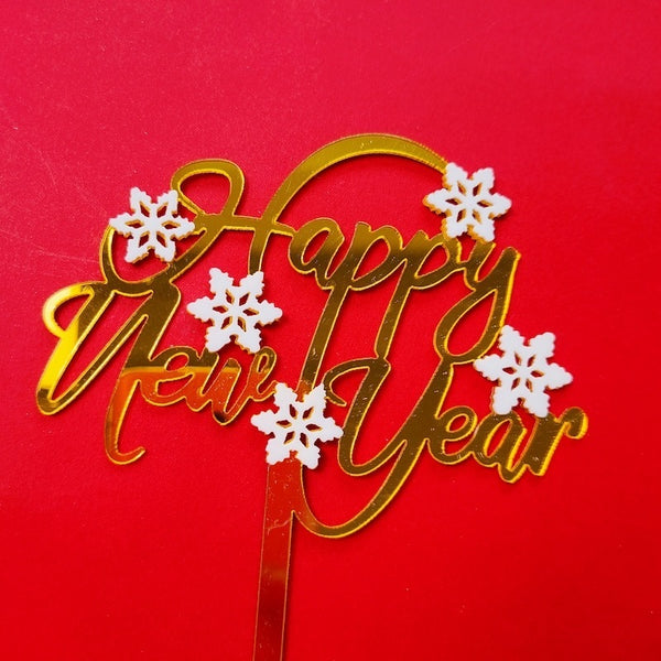 Double-layer Snowflake Happy New Year Acrylic Cake Insert Plate Dessert Table Decoration