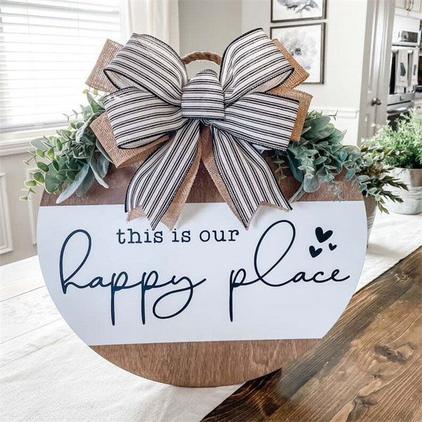 Welcome Sign With Round Hanging Bow Decoration