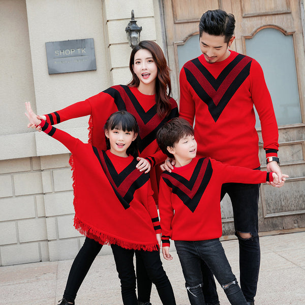 Parent-child Clothing Spring And Autumn Double-sided Knitted Sweater Family Clothing