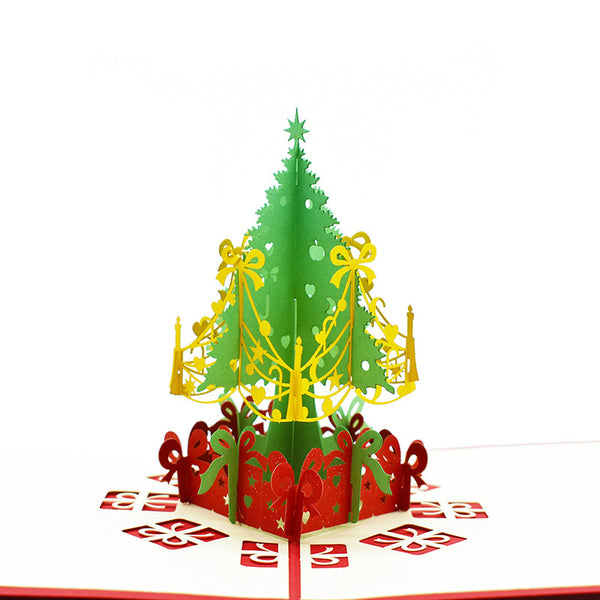 3D paper sculpture Christmas tree greeting card