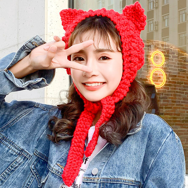 Women's Cute Knitted Cat Ears Knitted Wool Hat