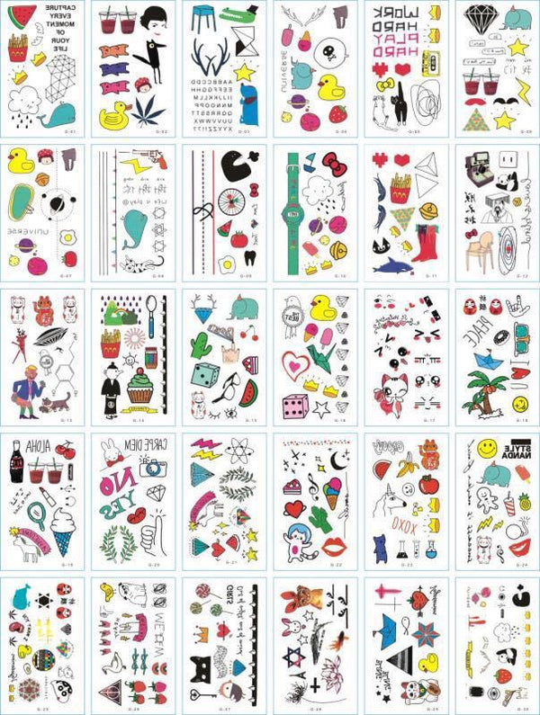 A set of 30 tattoo stickers