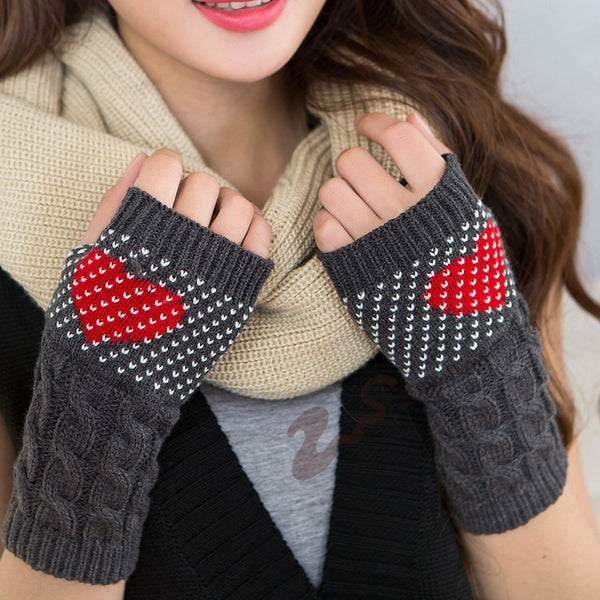 Typing Female Heart Peach Heart Christmas Gloves