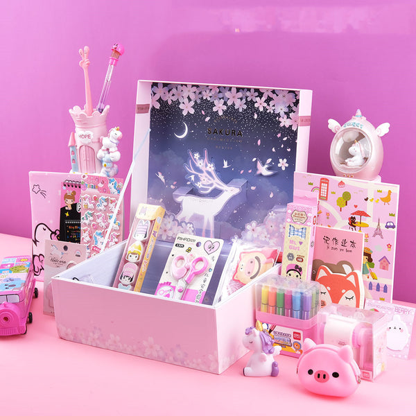 Sakura Girl Starry Stationery Set Gift Box For Primary And Middle School Students