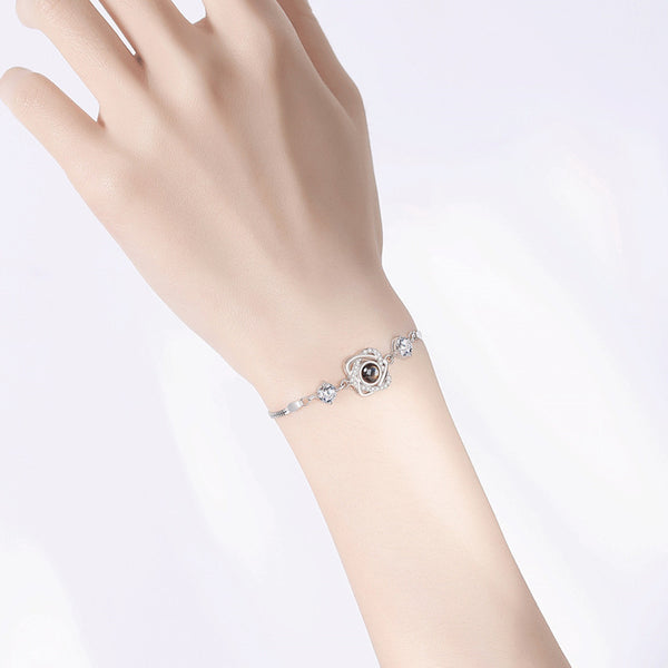 Silver Double Heart Projection Bracelet Ladies Simple