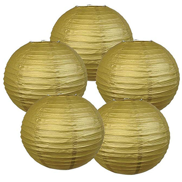 Round golden silver paper lantern