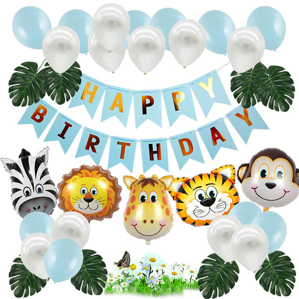 Children's Forest Animal Theme Boy Birthday Decoration Multi-color Balloon Package