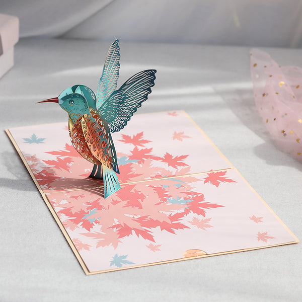 Christmas 3D Greeting Card Maple Leaf Bird