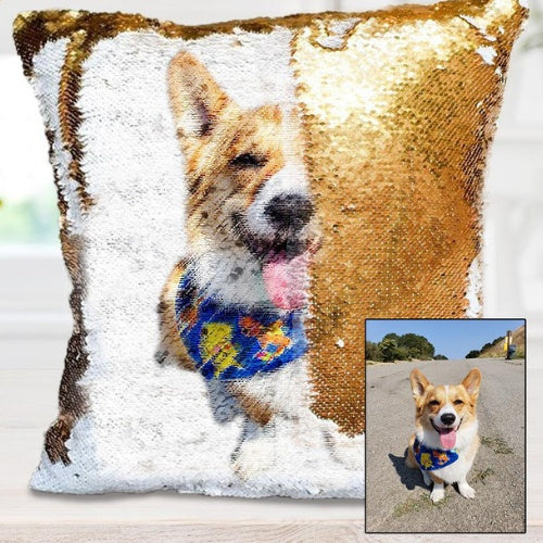 Sequins Throw Pillowcase with Custom Photo