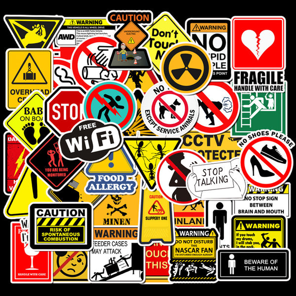 50 waterproof removable warning warning sign stickers