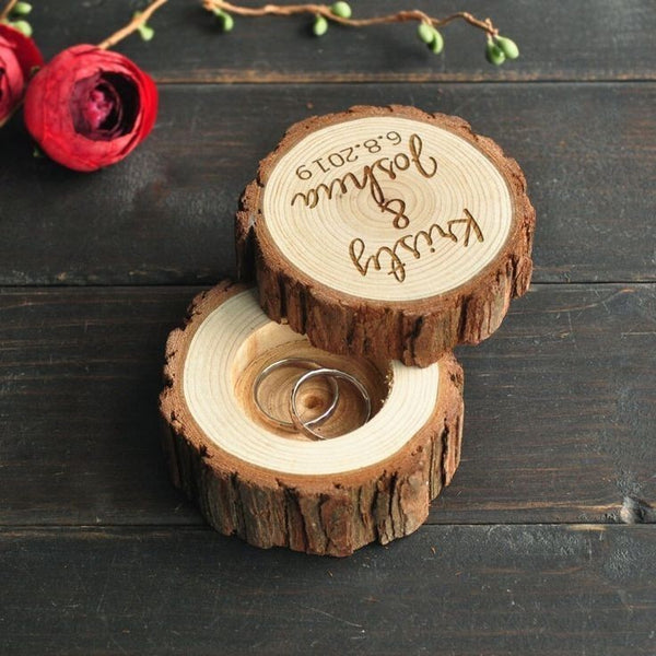 Log Custom Lettering Creative Solid Wood Personalized Proposal Ring Jewelry Box