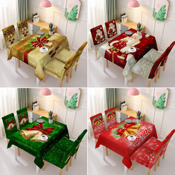 Christmas Printed Chair Cover Festive Decoration Elastic One-piece Absorbent Tablecloth