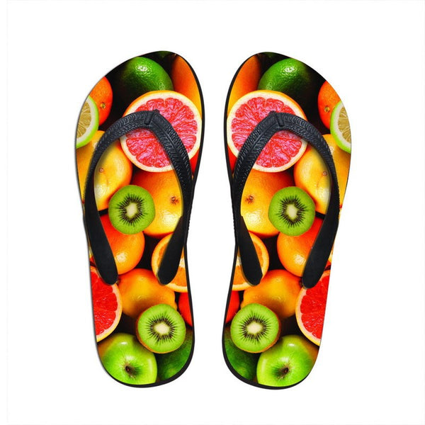 Men Women Customized Picture Summer Fruit Colorful Beach Flip-flops