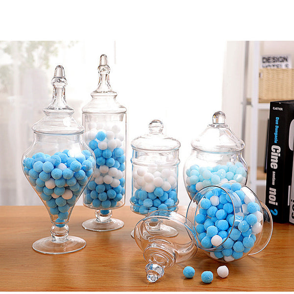 Clear Glass Decorative Candy Storage Jar