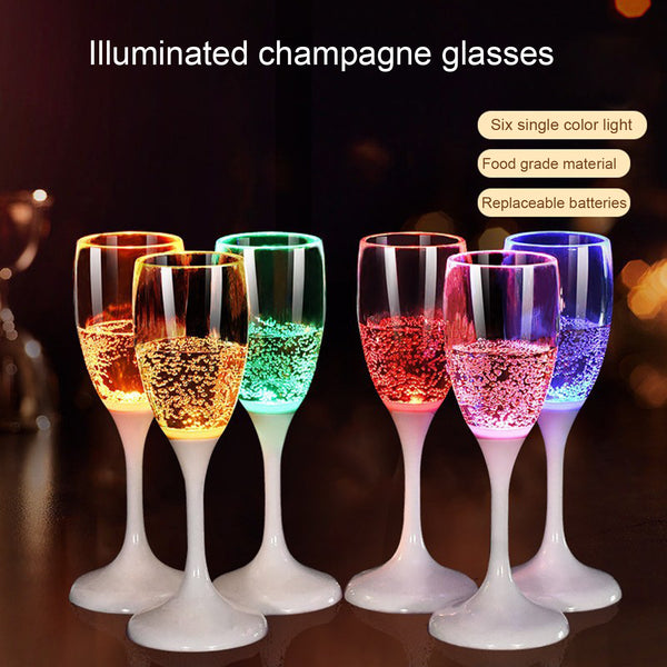 Led Cup Food Grade PS Plastic Goblet Wedding Party Pouring Water Is Bright Champagne Glass Factory Direct Supply