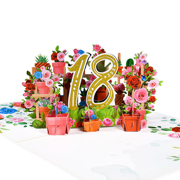 Flowers Anniversary Greeting Card 3D Stereo