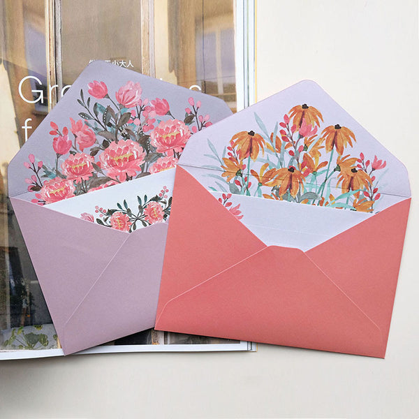 Handwritten Spring Blossoms Envelope Stationery Set