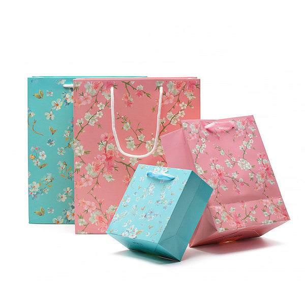 Floral Tote Bag Double-sided Printing Cardboard Tote Bag Jewelry Packaging Bag Gift Bag 10pc