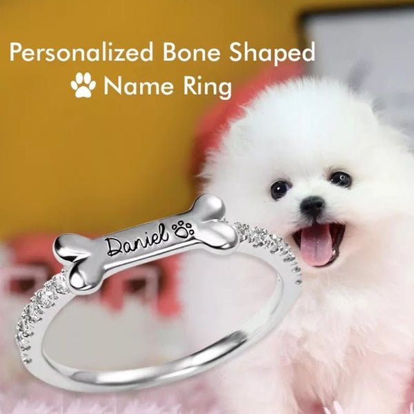 Personalized Pet Cat Ears Name Ring Fashion Jewelry