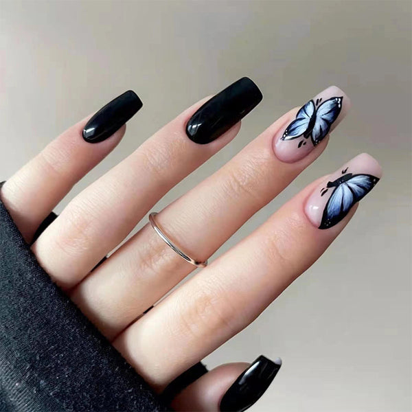 Mysterious Black Butterfly Nail Stickers Finished Product