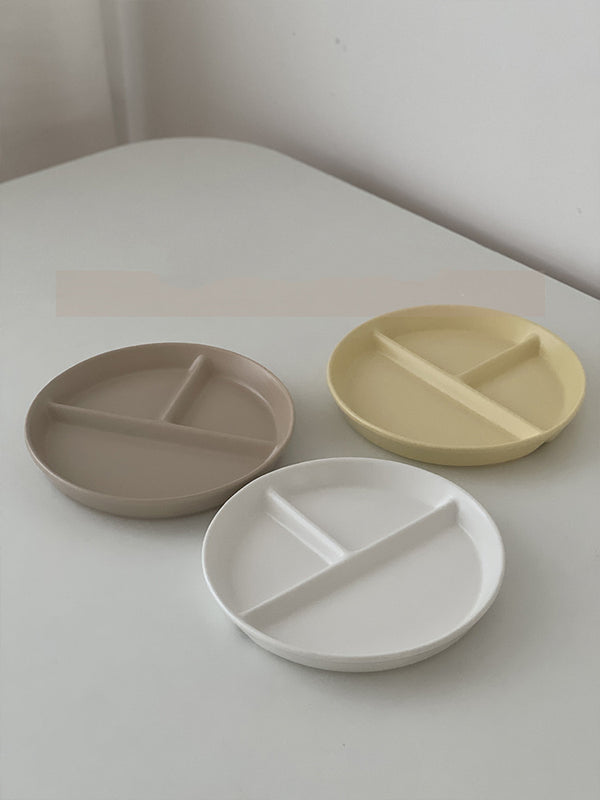 Matte Round Serving Divider Plate Ceramic