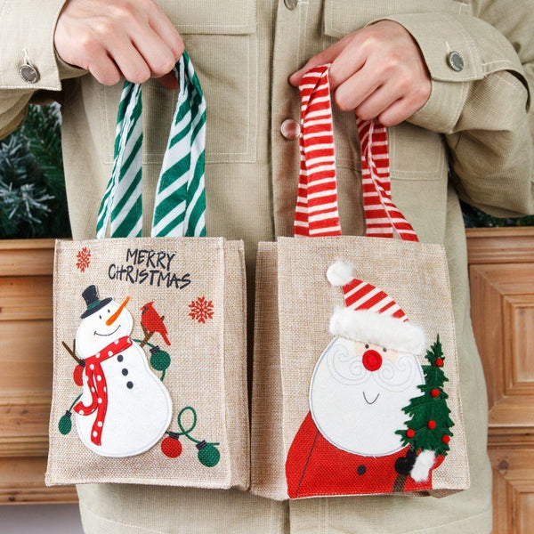 Christmas Hand-held Linen Gift Bag