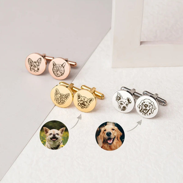 European And American Style Personalized Pet Commemorative Cufflinks