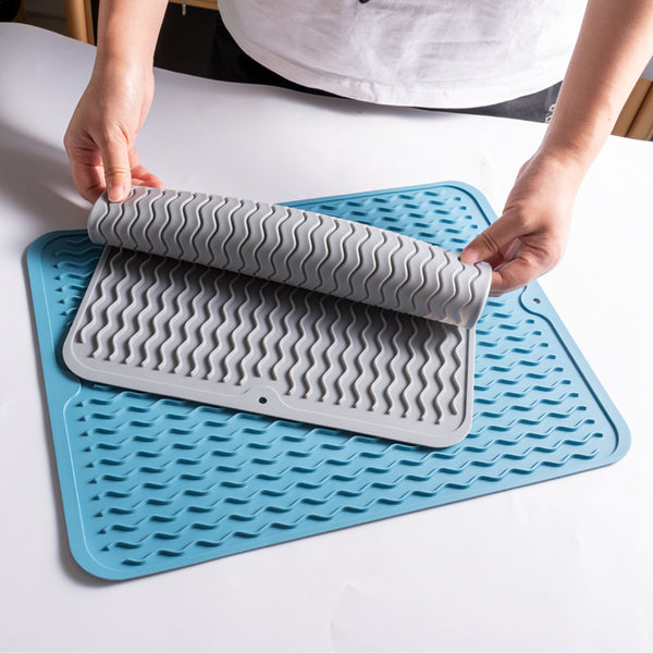 Wavy Silicone Drain Pad Non-slip Easy To Clean Kitchen High Temperature Resistant Placemat