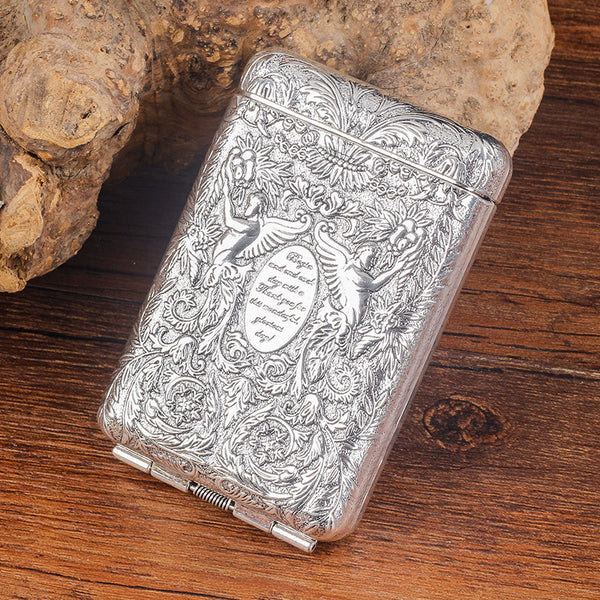 Retro Three-open Metal Retro Embossed Cigarette Case