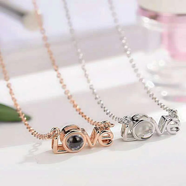 100 Languages I Love You Memory Sterling Silver Projection Birthday Gift Necklace