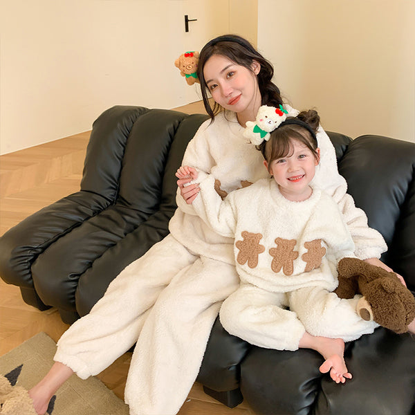 Parent-child Clothing New Fashion Winter Coral Velvet Home Wear Pajama Suit