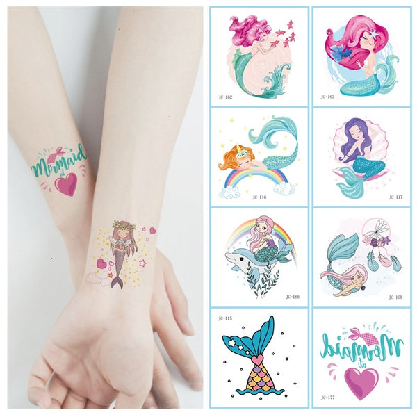 Environmentally Friendly Waterproof Cute Mermaid Children's Cartoon Birthday Party Tattoo Stickers