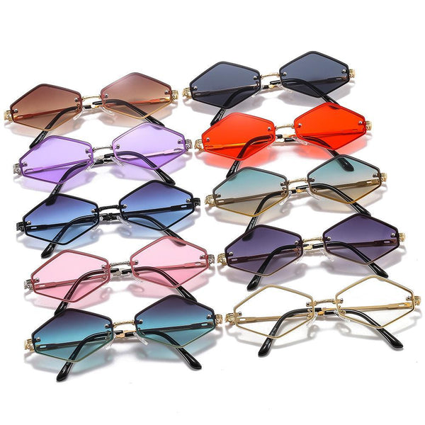 Diamond-shaped Decorative UV Protection Sunglasses Without Rim