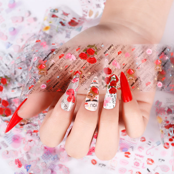 Nail Art Valentine's Day Butterfly Flower Starry Paper