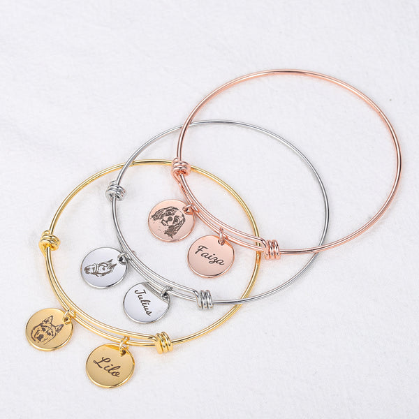 Pet Photo Disc Bracelet Ladies Kitten Name Pendant Bracelet