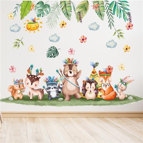 Cartoon Animals Children's Room Self-adhesive Wall Stickers