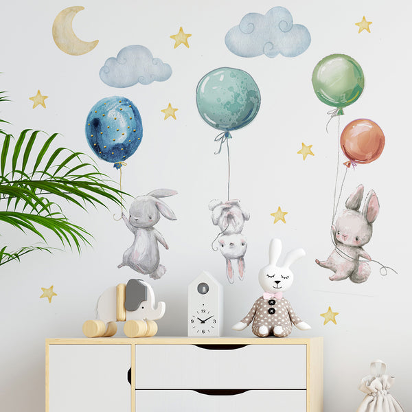 Rabbit Balloon Kindergarten Baby Decorative Wall Stickers