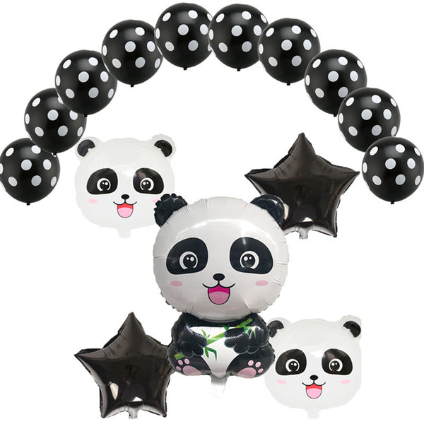 Panda Aluminum Film Balloon Combination Cartoon Panda Birthday Party Balloon Decoration Children's Birthday Balloon Cross Border Hot Sale