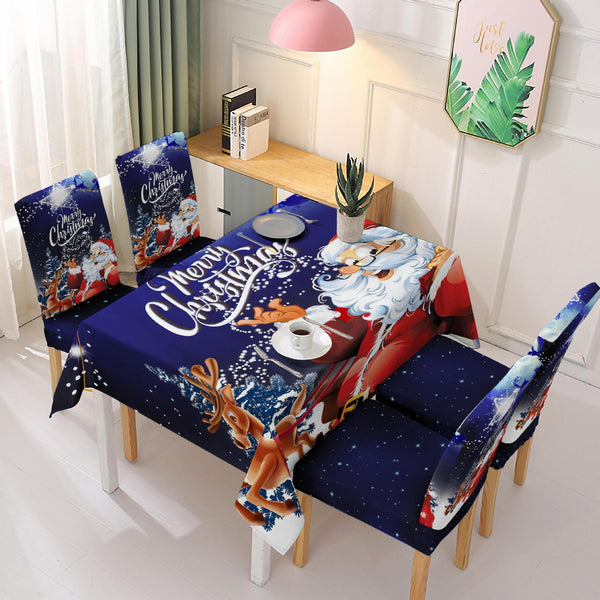 Christmas Digital Printing Polyester Tablecloth Waterproof And Oil-proof