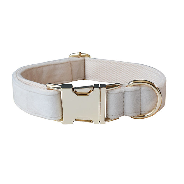 Milky White Velvet Dog Collar Alloy Buckle Pet Supplies