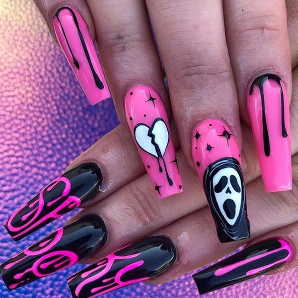 Halloween Ghost Face Blood Drops Wearable Nail Stickers