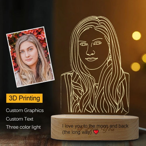 Creative Birthday Gift To Map Custom 3D Head Engraving Stereo Photo Light