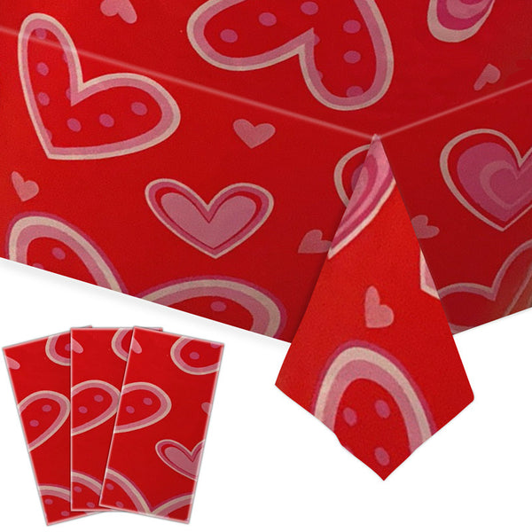 Valentine's Day Party Disposable Tablecloth Faceless Gnome Love Heart Table Cover