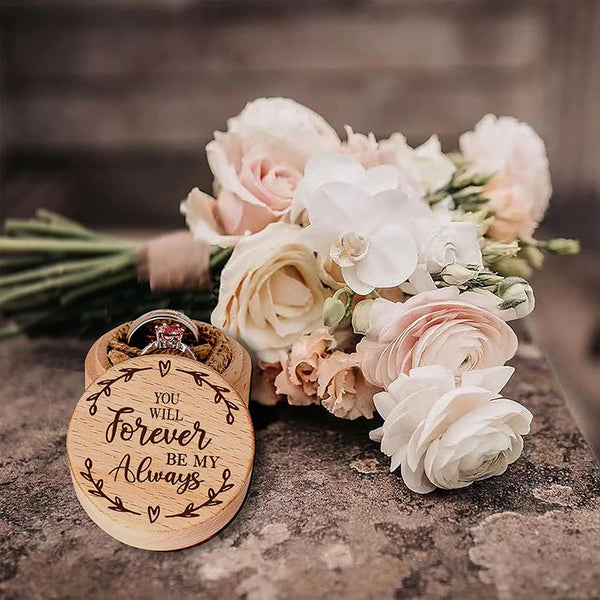 Wooden Circular Beech Ring Box With Creative Laser Engraving And Personalized Antique Packaging Box