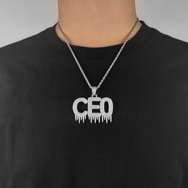 Hip Hop Ice Strip Letter Patchwork Combo Pendant Necklace