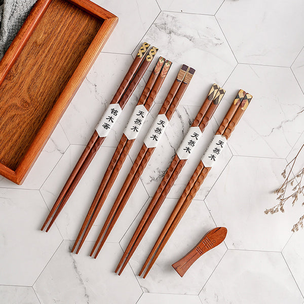 Tortoiseshell Pointed Wooden Chopsticks Cutlery